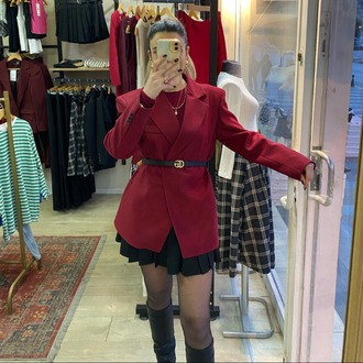 Bordo Kaşe Astarlı Blazer Ceket