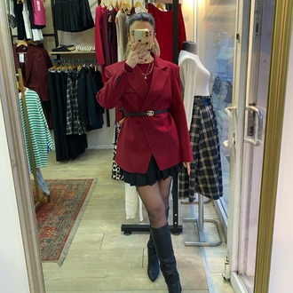 Bordo Kaşe Astarlı Blazer Ceket