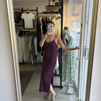 Bordo Oysh Modal Kumaş Askılı Elbise