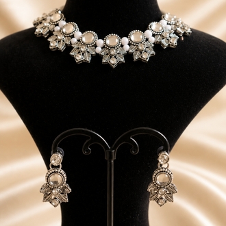Gümüş Alaşım Kundan Set
