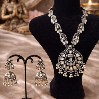 Kundan taşlı oksit takı seti
