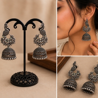 Tavuskuşu jhumka küpe