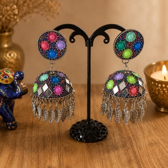 Aynalı jhumka küpe