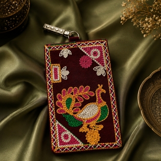 Nakışlı telefon çantası kartlık