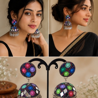 Aynalı jhumka küpe
