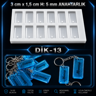DİKTÖRTGEN ANAHTARLIK KALIBI DİK-13