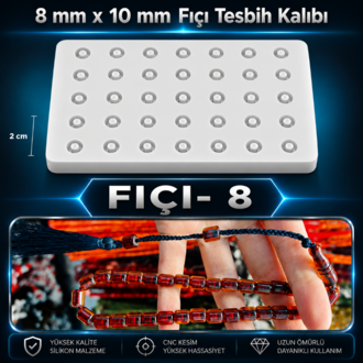 Pinli 8×10 mm 35 li Fıçı Silikon Tesbih Kalıbı