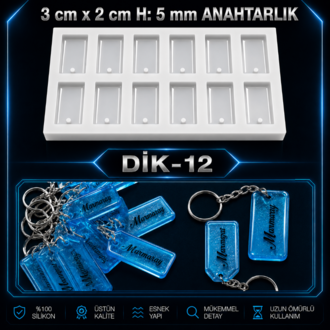 DİKTÖRTGEN ANAHTARLIK KALIBI DİK-12
