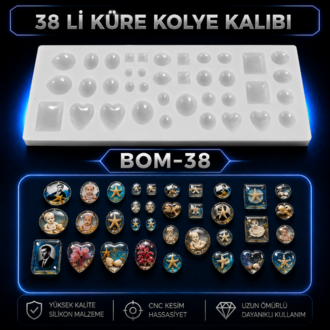 BOMBELİ KÜPE YÜZÜK SİLİKON KOLYE KALBI BOM-38