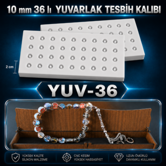 Pinli 10 mm 36 lı YUVARLAK Tesbih Silikon Kalıbı