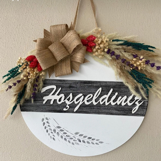 Ahşap Kapı Süsü Hoşgeldiniz 30 cm