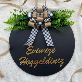 Ahşap Kapı Süsü Evimize Hoşgeldiniz 30 cm