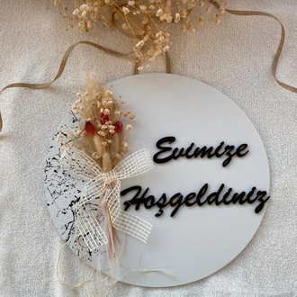 Ahşap Kapı Süsü Evimize Hoşgeldiniz 30 cm