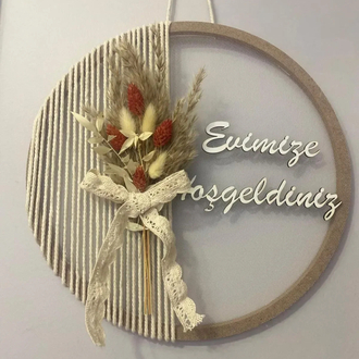 Dekoratif Kapı Süsü Kuru Çiçekli Kasnaklı Tüllü pm-01