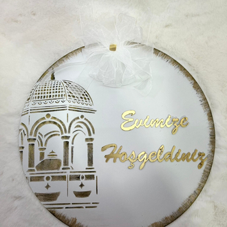 Ahşap Kapı Süsü Evimize Hoşgeldiniz 30 cm