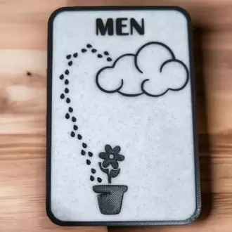Esprili WC Kapı İşareti Seti | 3D Baskı PLA Plastik | Banyo Tuvalet Kapı Süsü 12x8 cm