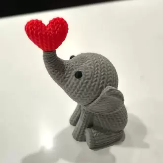 Sevimli Örgü Desenli Fil Heykelcik - 10 cm PLA Fil Figürü
