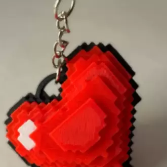 Pixel 3D Kalp Anahtarlık – Çift Taraflı – 3D Baskı PLA – Gamer & Sevgili Temalı