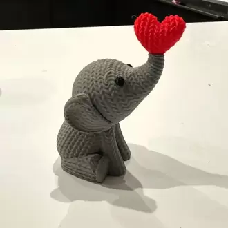 Sevimli Örgü Desenli Fil Heykelcik - 10 cm PLA Fil Figürü
