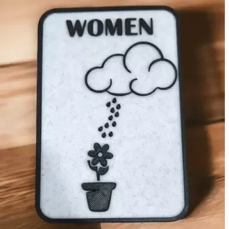 Esprili WC Kapı İşareti Seti | 3D Baskı PLA Plastik | Banyo Tuvalet Kapı Süsü 12x8 cm