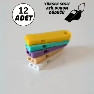 Yüksek Desibel Acil Durum ve Deprem Düdüğü | 12 Adet Renkli Gönderim
