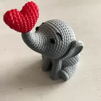 Sevimli Örgü Desenli Fil Heykelcik - 10 cm PLA Fil Figürü