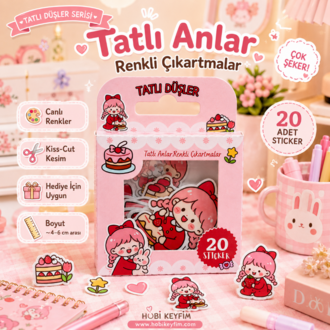 Tatlı Düşler Sticker Seti | 20'li Kawaii Die Cut Sticker