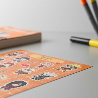 Naruto Chibi Sticker Sayfası - Akatsuki ve Ninja Takımı Vinil Çıkartma Seti (A5/A6)