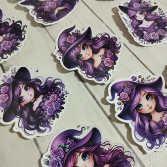 Mor Şapkalı Cadı Sticker Set 