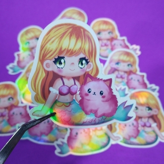 Holografik Kawaii Deniz Kızı