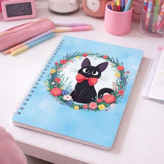 Studio Ghibli Jiji Temalı Spiralli Defter - Kiki's Delivery Service Tasarımlı Anime Defter