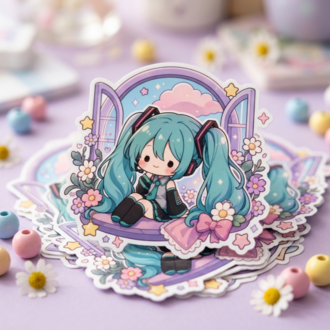 Hatsune Miku Sticker – Kawaii Anime Tasarımı