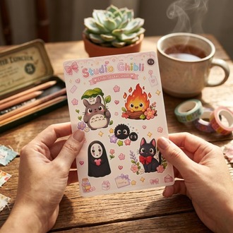 Studio Ghibli Chibi Sticker Sheet A6 | Totoro, No-Face, Jiji Sticker Seti 