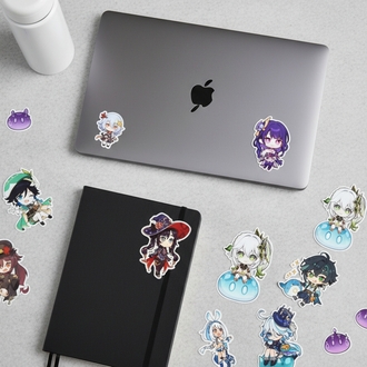Genshin Impact Chibi Sticker Sayfası - Vinil Anime Çıkartma Seti