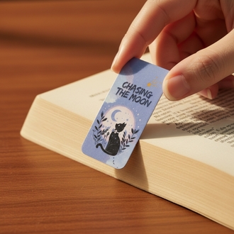 Chasing The Moon Kedi Tasarımlı Manyetik Kitap Ayracı
