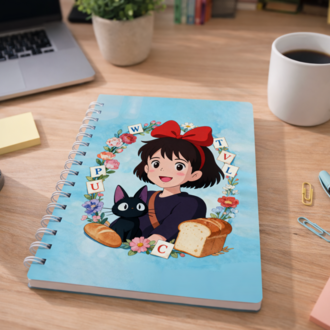 Kiki's Delivery Service Tasarımlı Spiralli Defter - Studio Ghibli Anime Defteri
