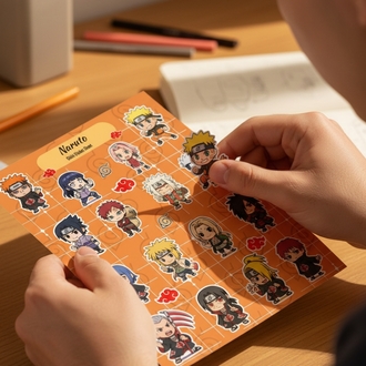 Naruto Chibi Sticker Sayfası - Akatsuki ve Ninja Takımı Vinil Çıkartma Seti (A5/A6)