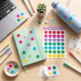 Yıldız Sticker Sheet A6 | Renkli Planner ve Bullet Journal Sticker | Hobi Keyfim