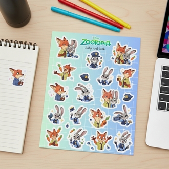 Zootopia Judy ve Nick Sticker Sayfası - 18 Parça Çıkartma Seti