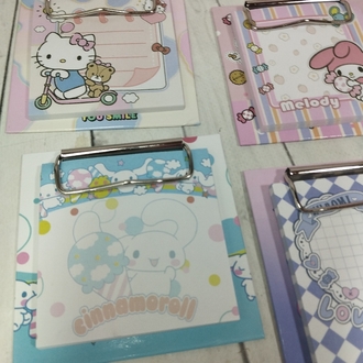 Sanrio Karakterli Mini Klipsli Not Defteri - Hello Kitty, My Melody, Kuromi, Cinnamoroll