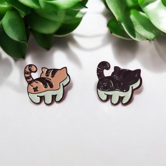 Sevimli Kedi Figürlü Metal Yaka İğnesi / Broş - Emaye Pin