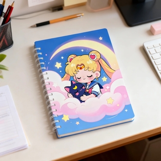 Sailor Moon Ay Savaşçısı Tasarımlı Spiralli Defter - Anime Temalı Defter 