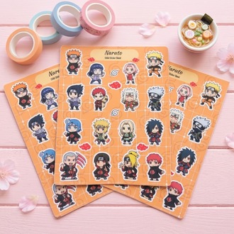 Naruto Chibi Sticker Sayfası - Akatsuki ve Ninja Takımı Vinil Çıkartma Seti (A5/A6)