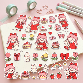 Tatlı Düşler Sticker Seti | 20'li Kawaii Die Cut Sticker