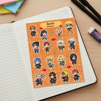 Naruto Chibi Sticker Sayfası - Akatsuki ve Ninja Takımı Vinil Çıkartma Seti (A5/A6)