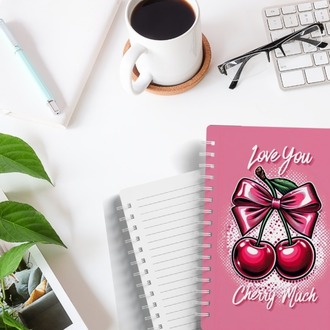 Kiraz Desenli A5 Defter - Pembe Aesthetic Defter 