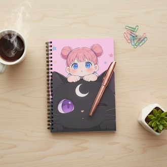 Kawaii Anime Defter A5 | Sevimli Anime Spiral Defter | Anime Kırtasiye