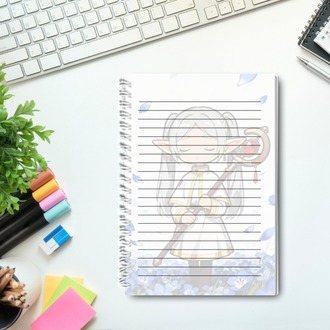 Anime Frieren Sert Kapak Defter | Spiral Ciltli Anime Defteri | Fantasy Anime Kırtasiye