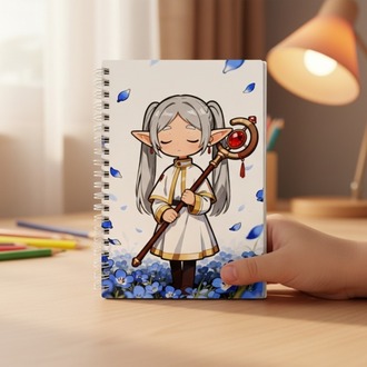 Anime Frieren Sert Kapak Defter | Spiral Ciltli Anime Defteri | Fantasy Anime Kırtasiye