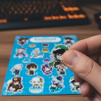 Genshin Impact Chibi Sticker Sayfası - Vinil Anime Çıkartma Seti